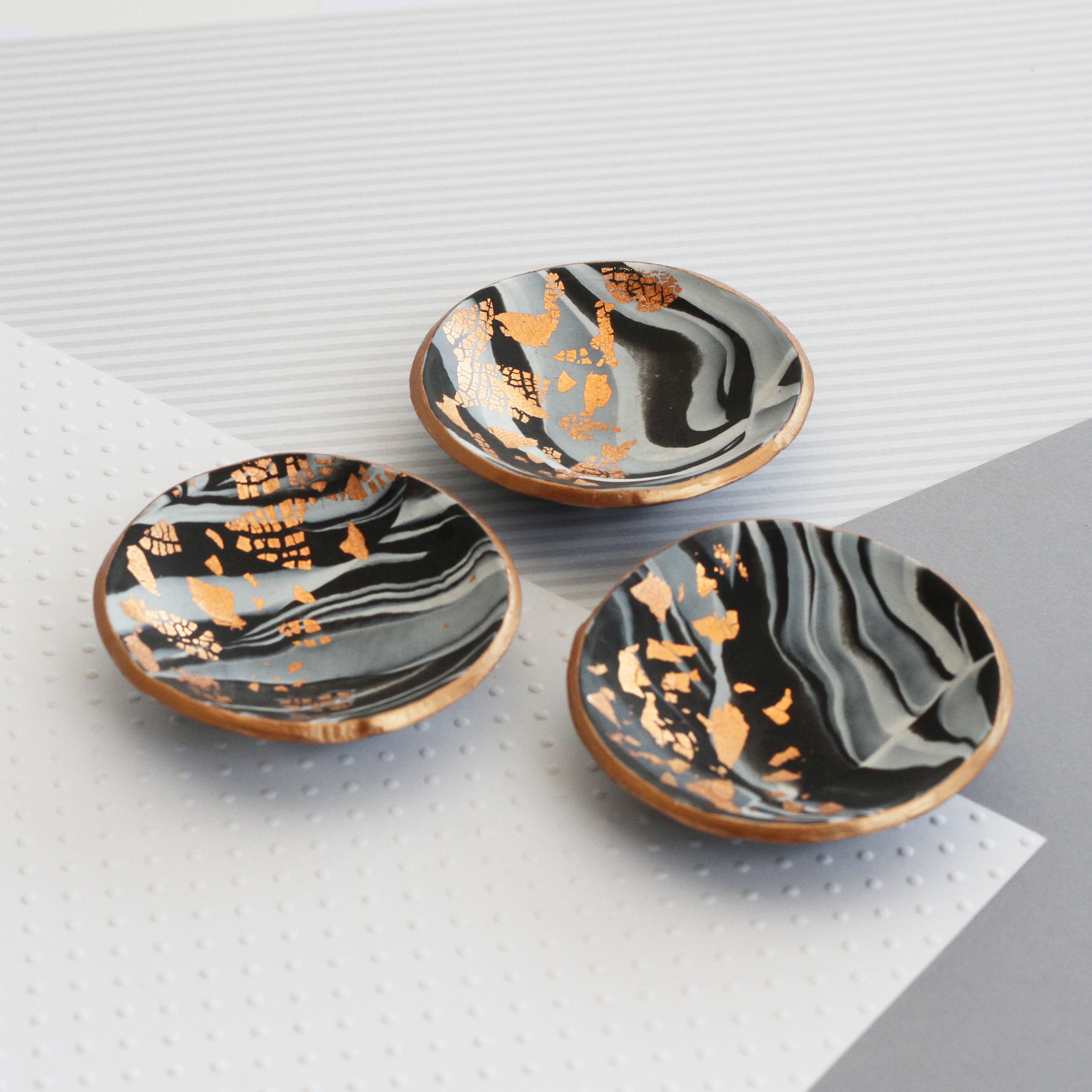 Marble and copper trinket dish