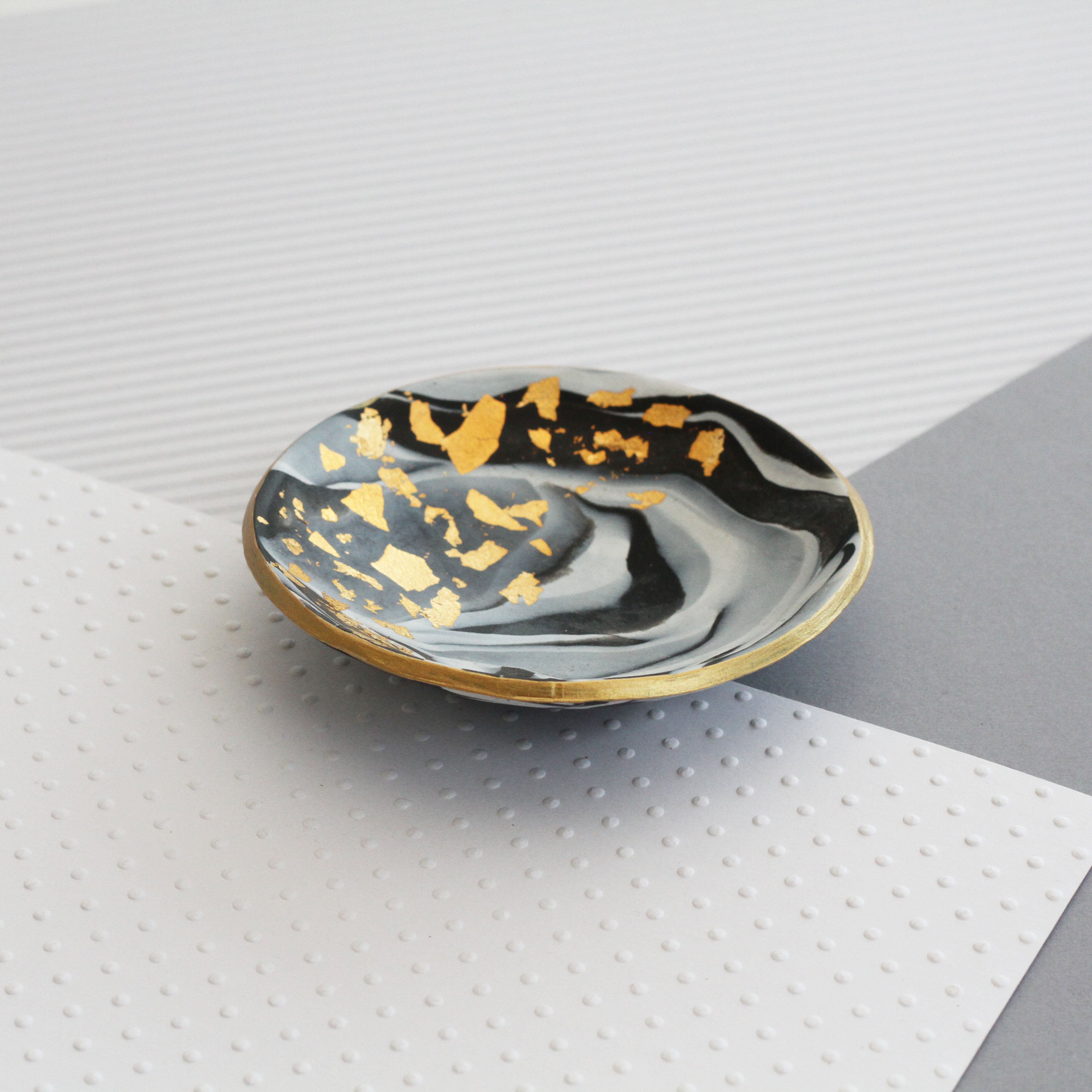 Marble and gold trinket dish