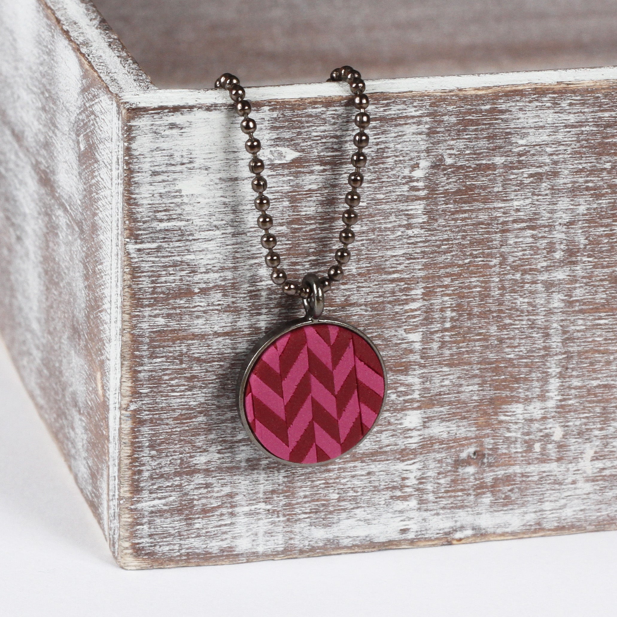 Burgundy tweed clay pendant