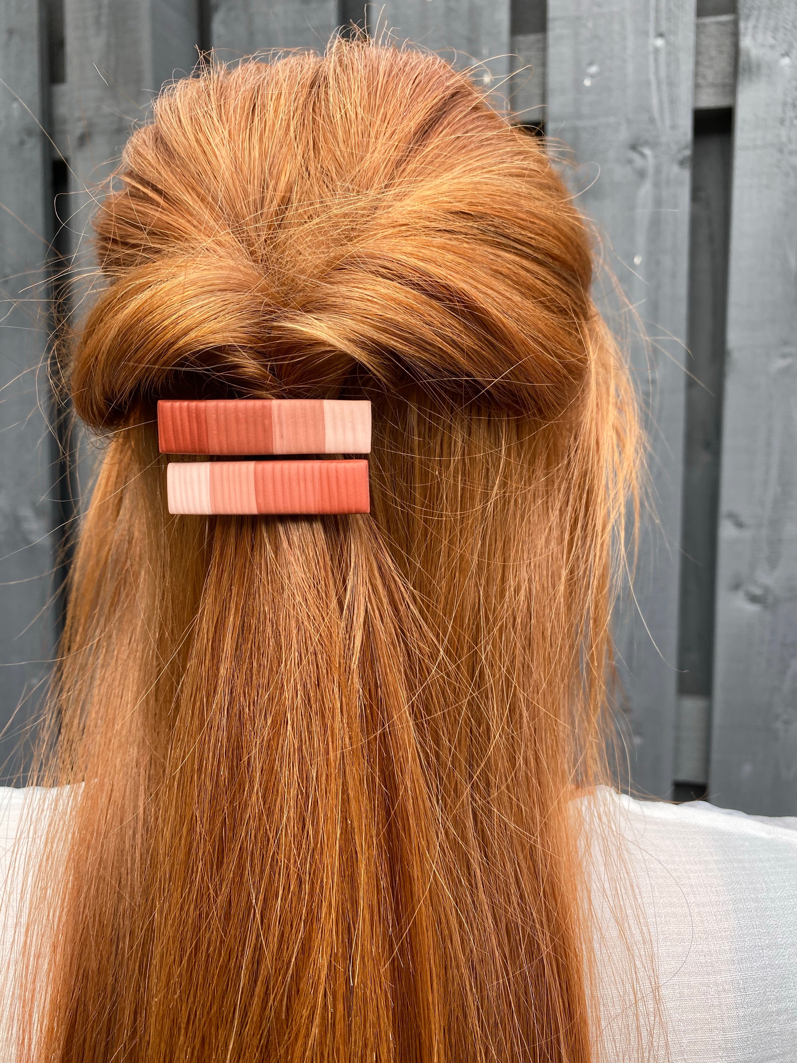 Gradient terracotta hair clip set