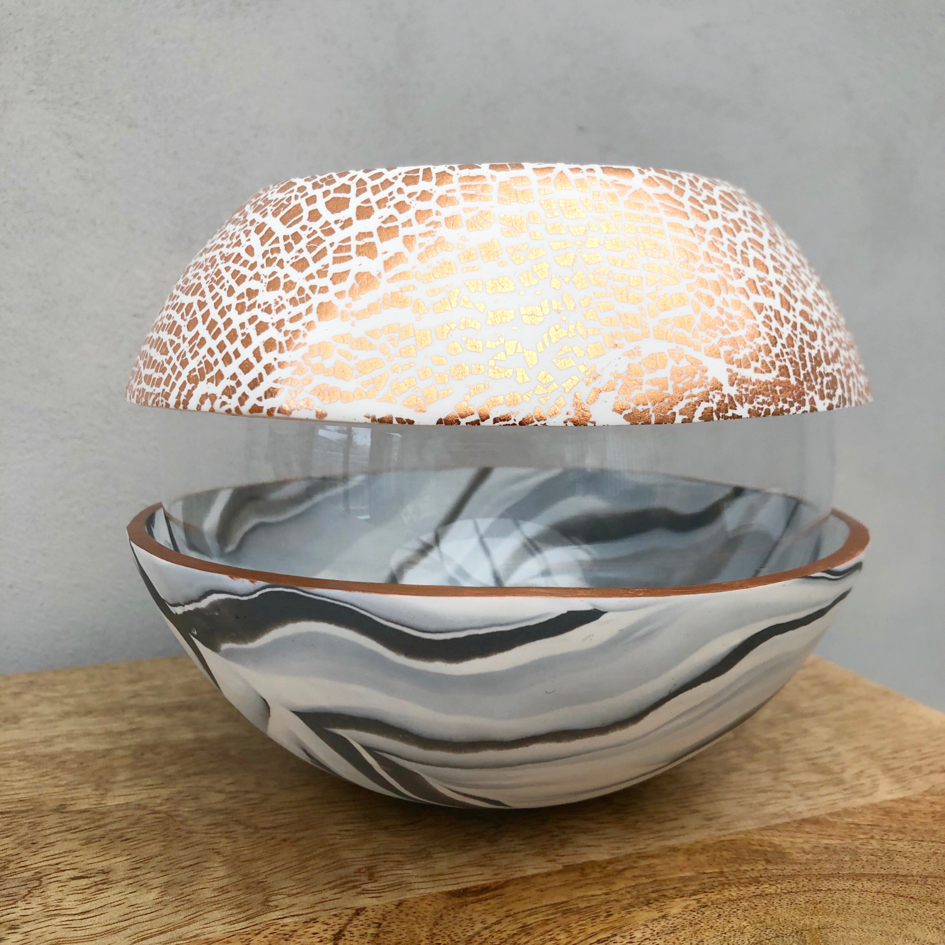 Light Marble and Copper Ball Vase