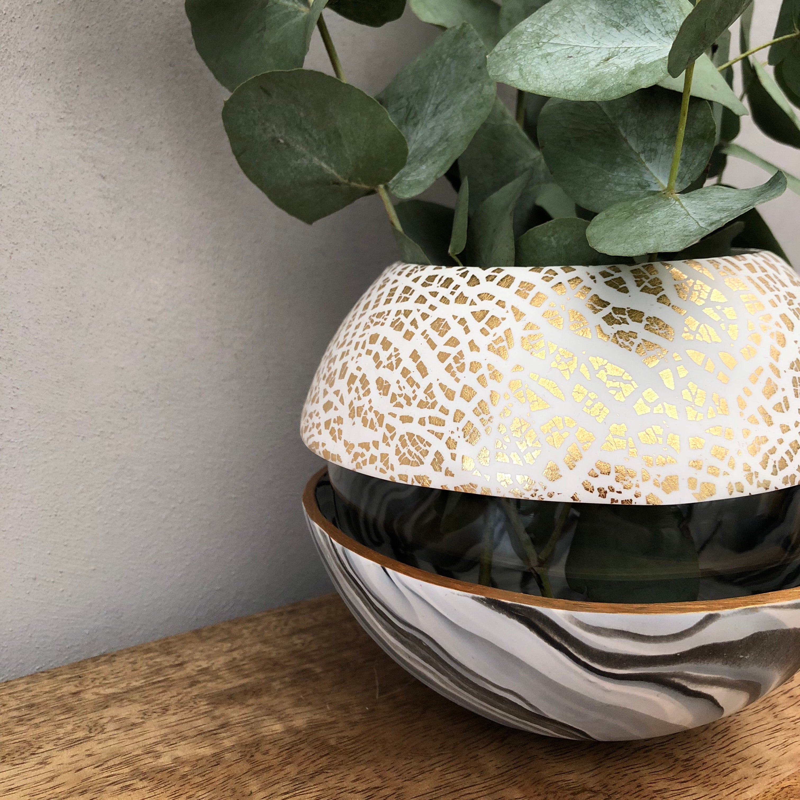 Light Marble and Gold Ball Vase