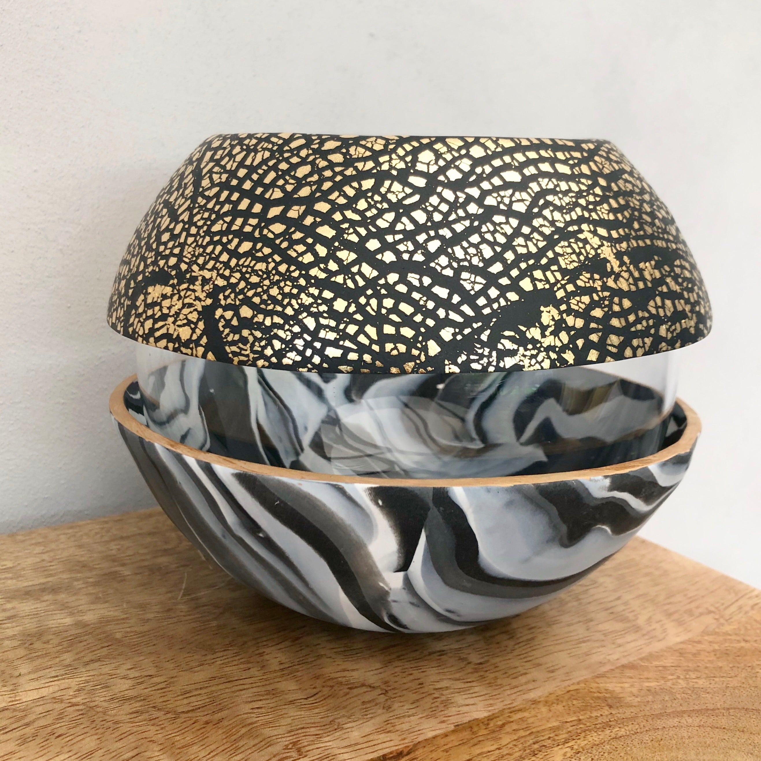 Dark Marble and Gold Ball Vase