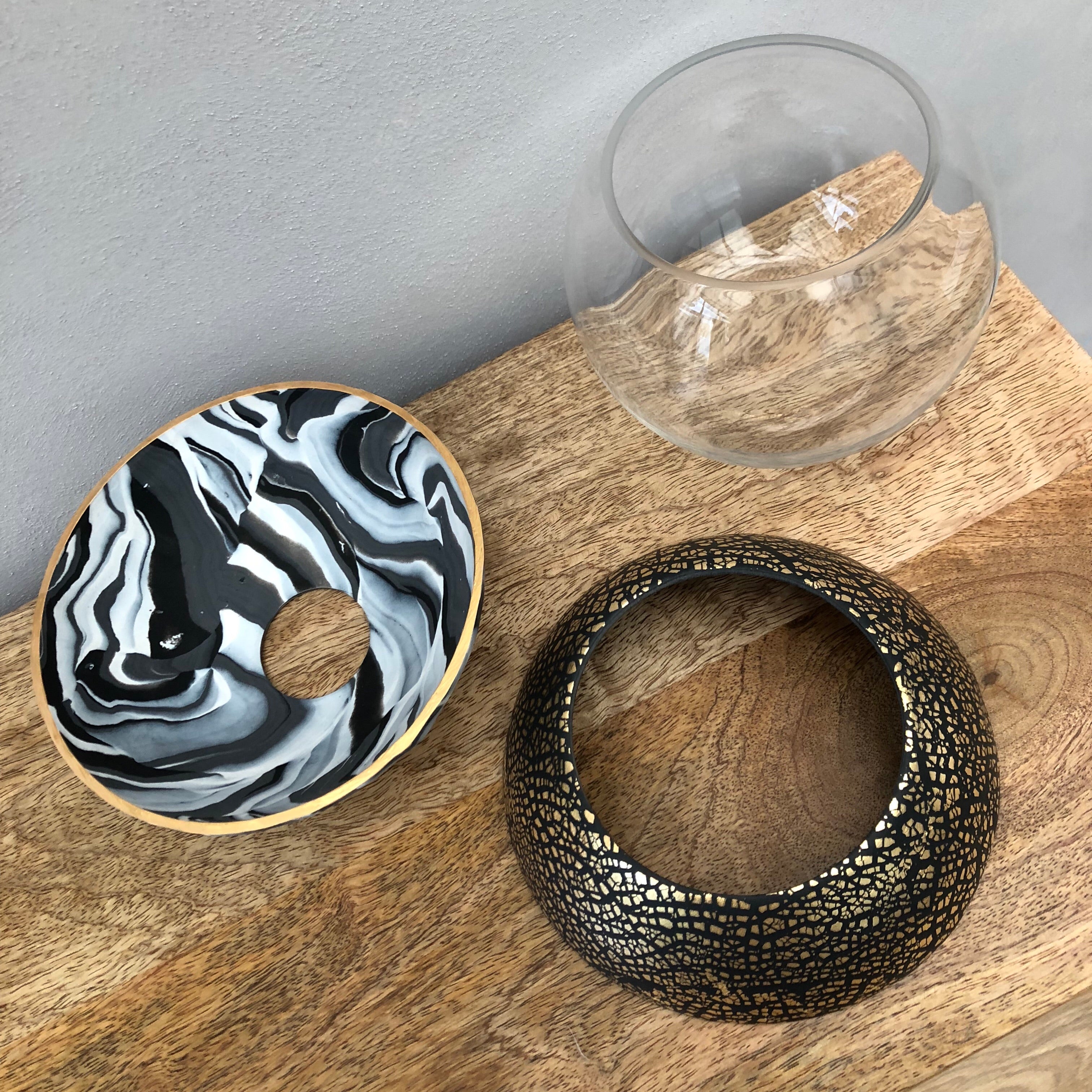 Dark Marble and Gold Ball Vase