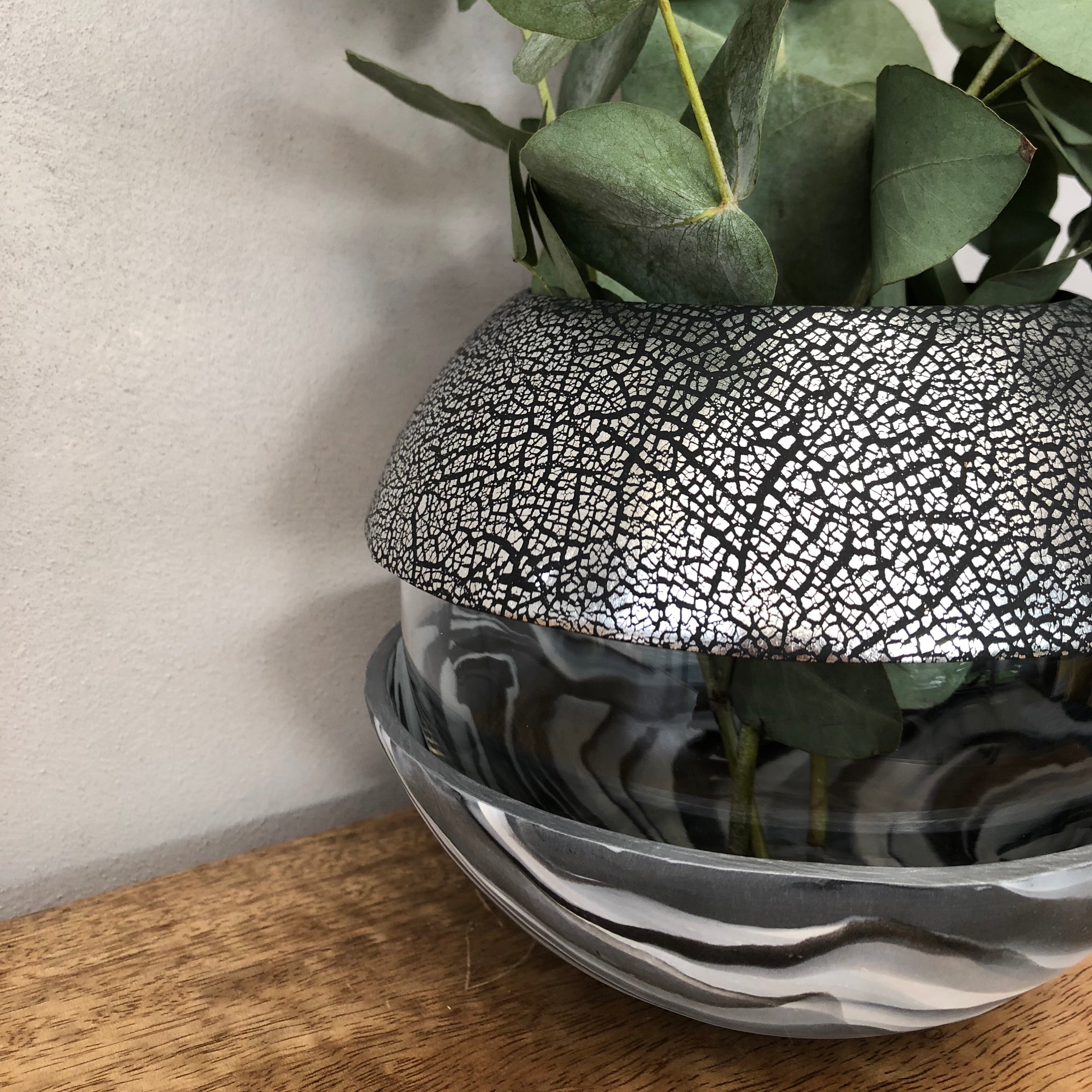 Dark Marble and Silver Ball Vase