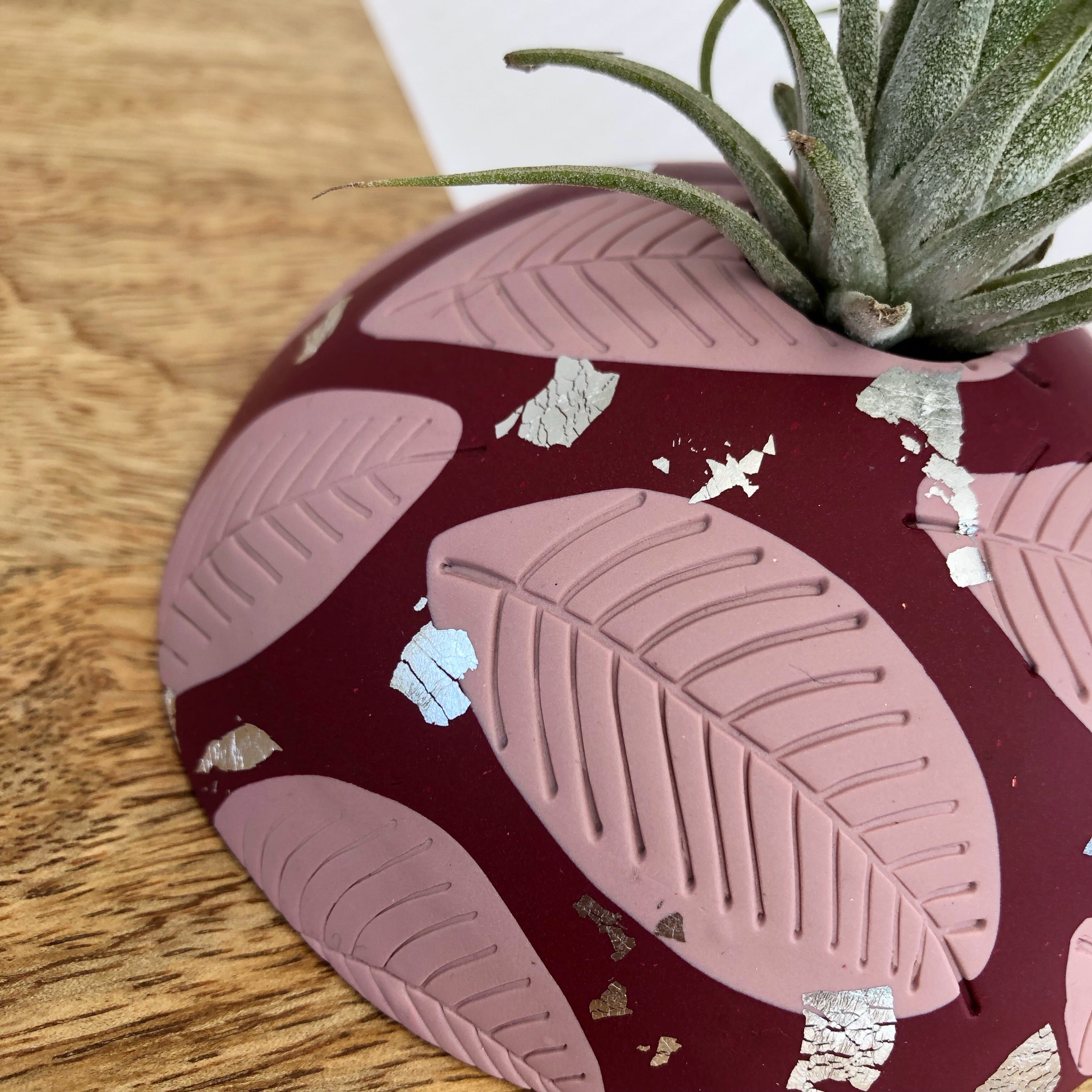 Burgundy and blush pink vase and airplant dome set